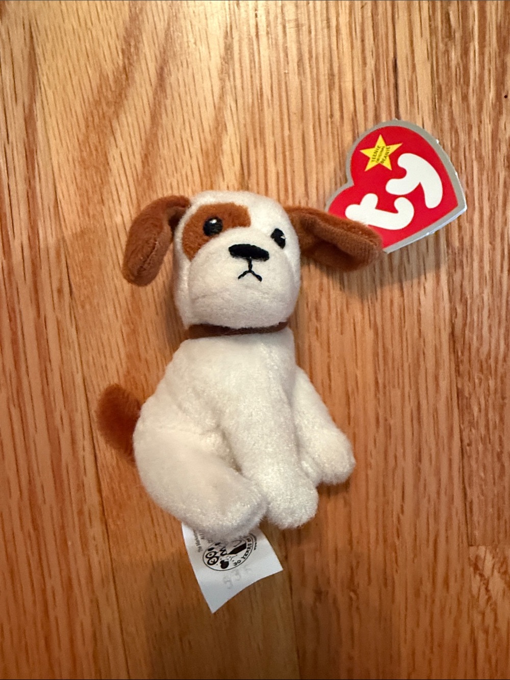 Ty Plush Puppy Dog Toy in White and Brown